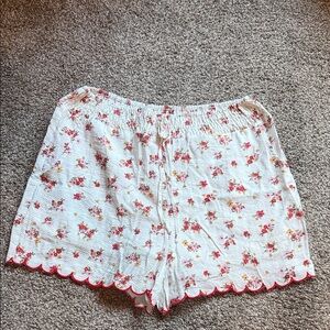 Mine White Floral Smocked Shorts